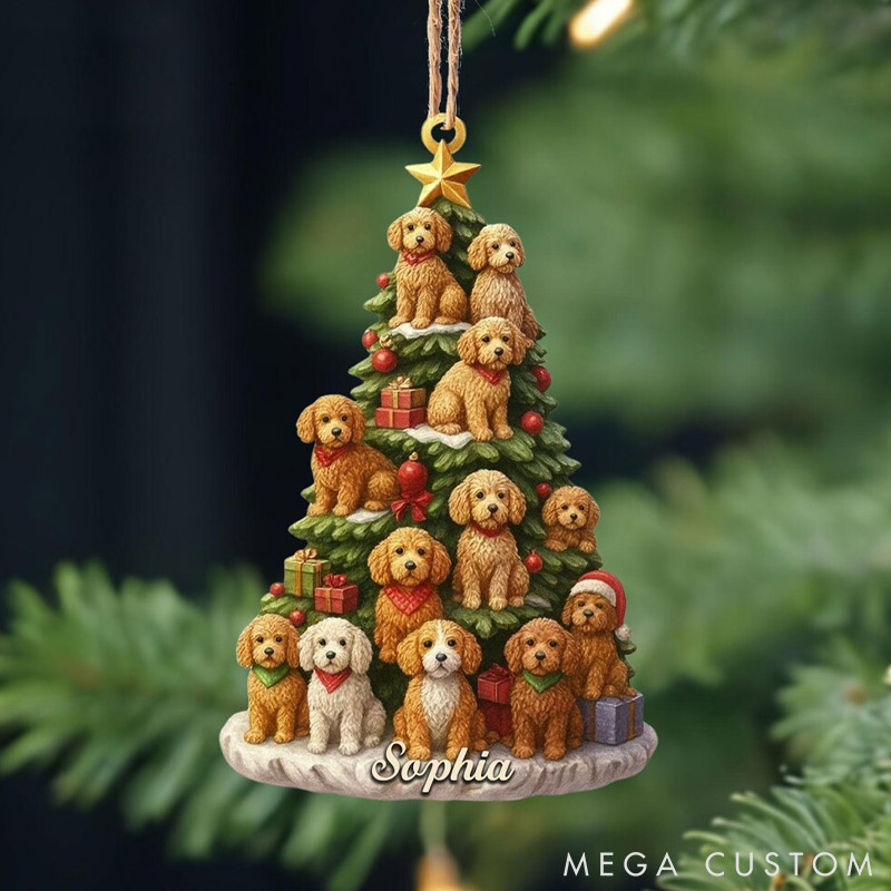 Personalized Dog Lover Goldendoodle Rearview Mirror Car Accessories Goldendoodle Christmas Ornament