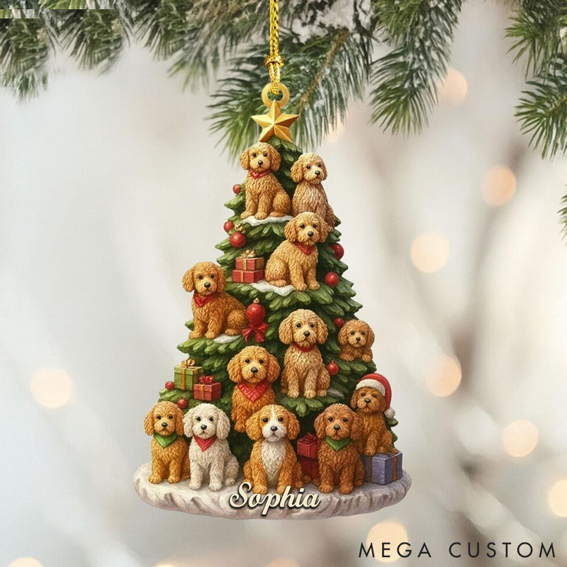 Personalized Dog Lover Goldendoodle Rearview Mirror Car Accessories Goldendoodle Christmas Ornament