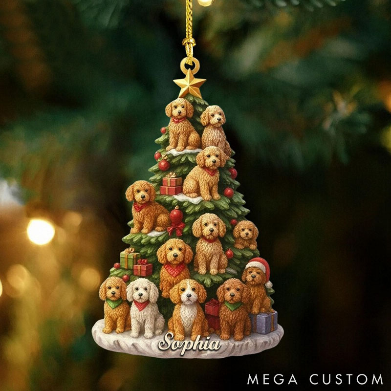 Personalized Dog Lover Goldendoodle Rearview Mirror Car Accessories Goldendoodle Christmas Ornament