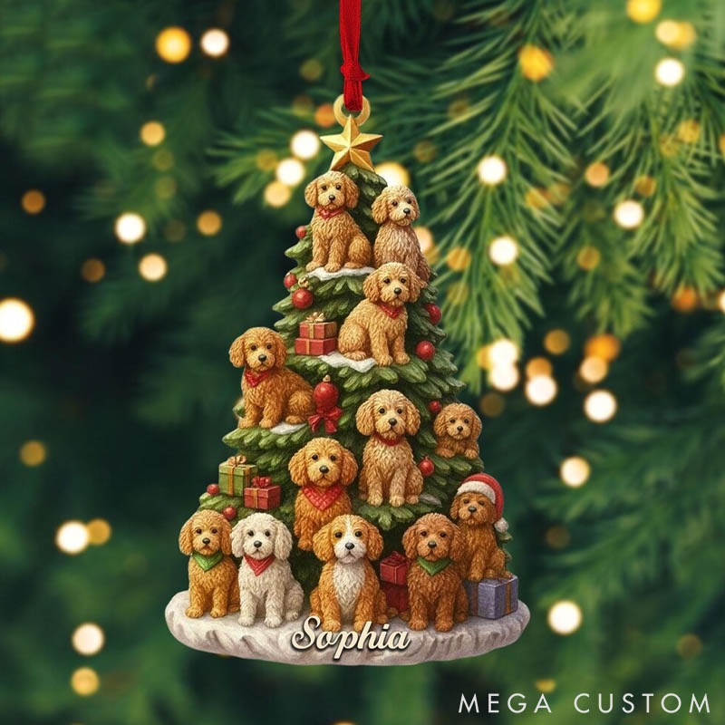 Personalized Dog Lover Goldendoodle Rearview Mirror Car Accessories Goldendoodle Christmas Ornament