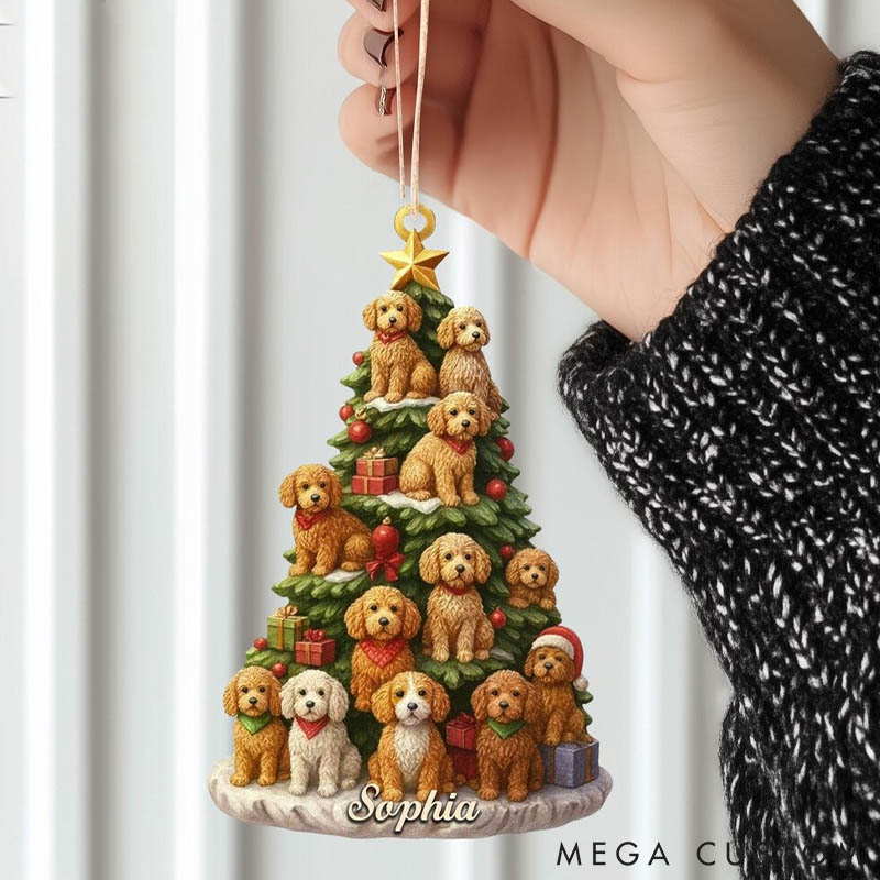 Personalized Dog Lover Goldendoodle Rearview Mirror Car Accessories Goldendoodle Christmas Ornament