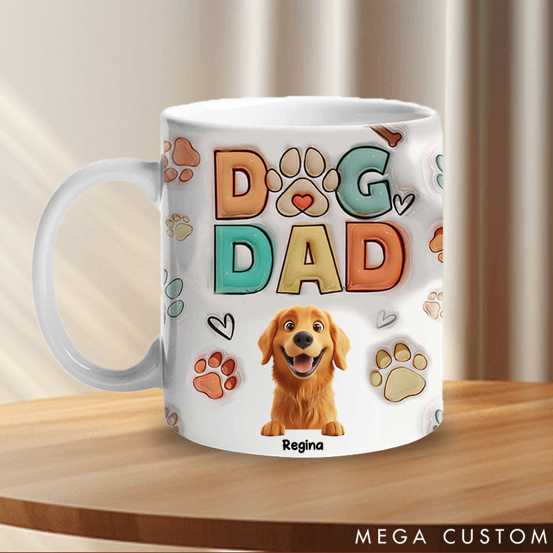 Personalized Dog Lover Happiness Is A Warm Puppy During Dad Mugs