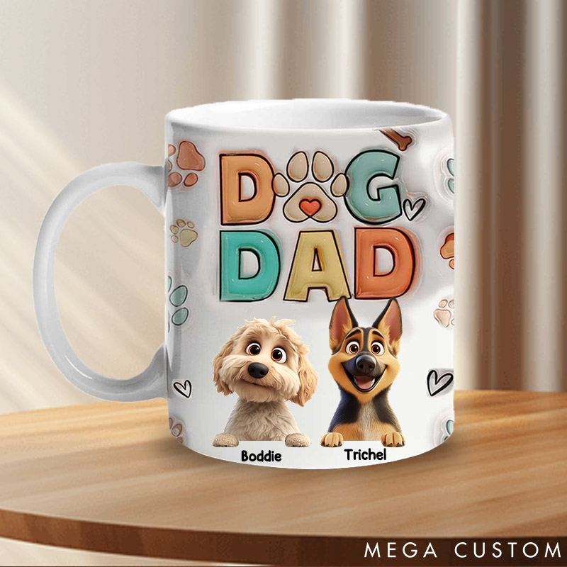 Personalized Dog Lover Happiness Is A Warm Puppy During Dad Mugs