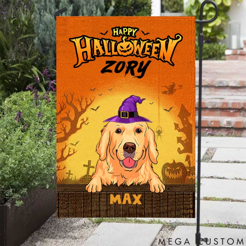 Personalized Dog Lover Happy Halloween Garden Flag