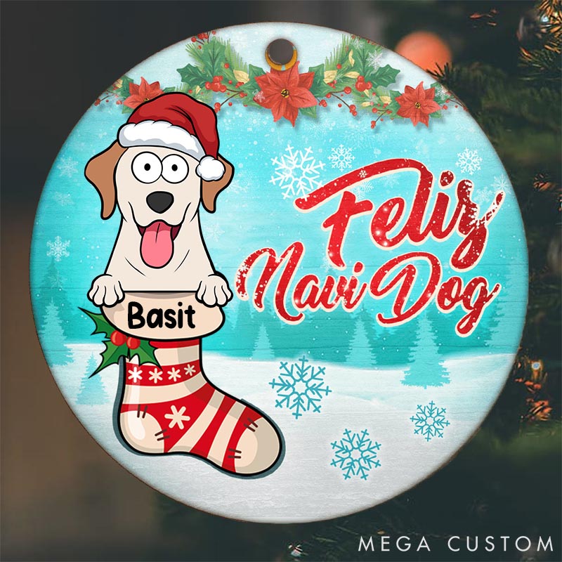 Personalized Dog Lover Happy Pawlidays  on the Naughty List and Regret Nothing Christmas Ornament