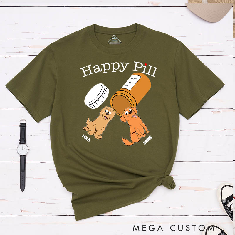 Personalized Dog Lover Happy Pills T-Shirt