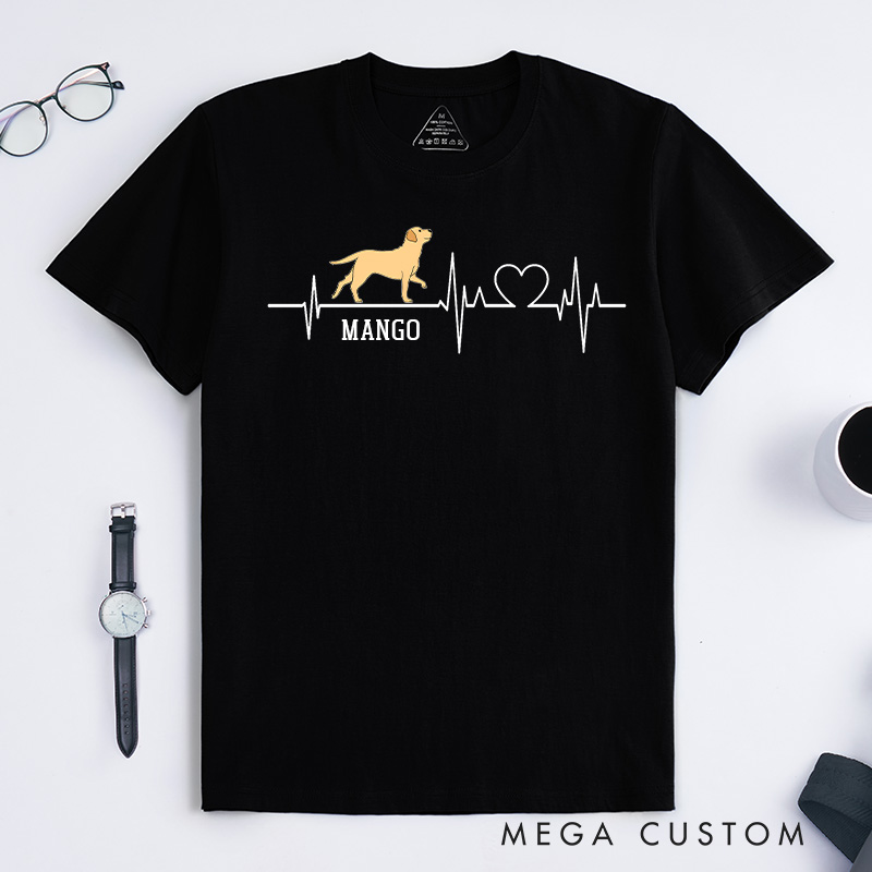 Personalized Dog Lover Heart Electrocardiogram T-Shirt