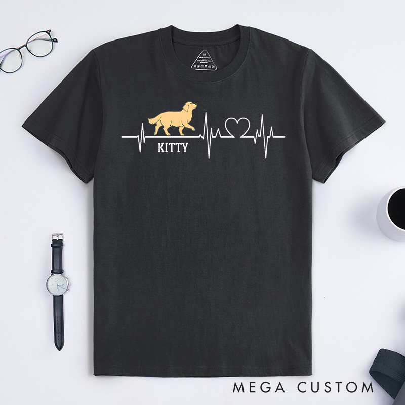 Personalized Dog Lover Heart Electrocardiogram T-Shirt
