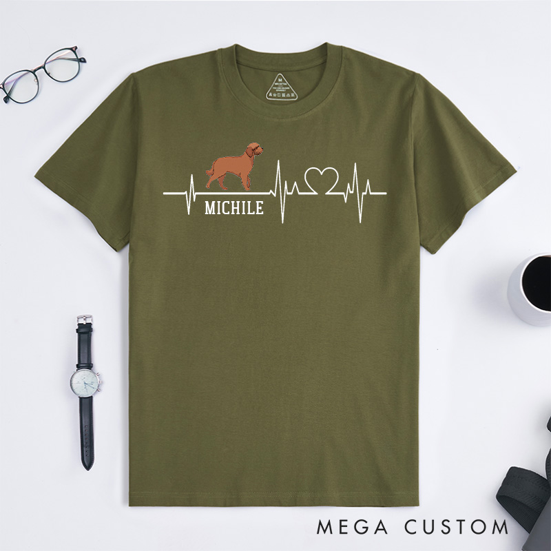 Personalized Dog Lover Heart Electrocardiogram T-Shirt