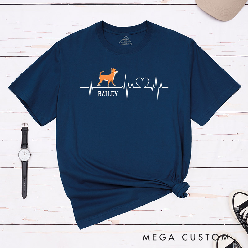Personalized Dog Lover Heart Electrocardiogram T-Shirt