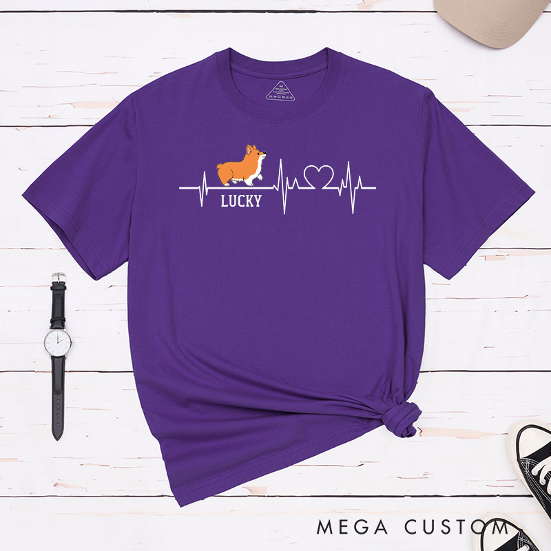 Personalized Dog Lover Heart Electrocardiogram T-Shirt