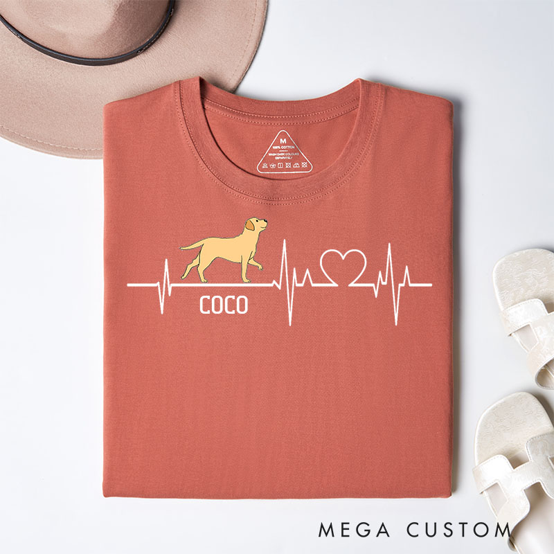 Personalized Dog Lover Heart Electrocardiogram T-Shirt