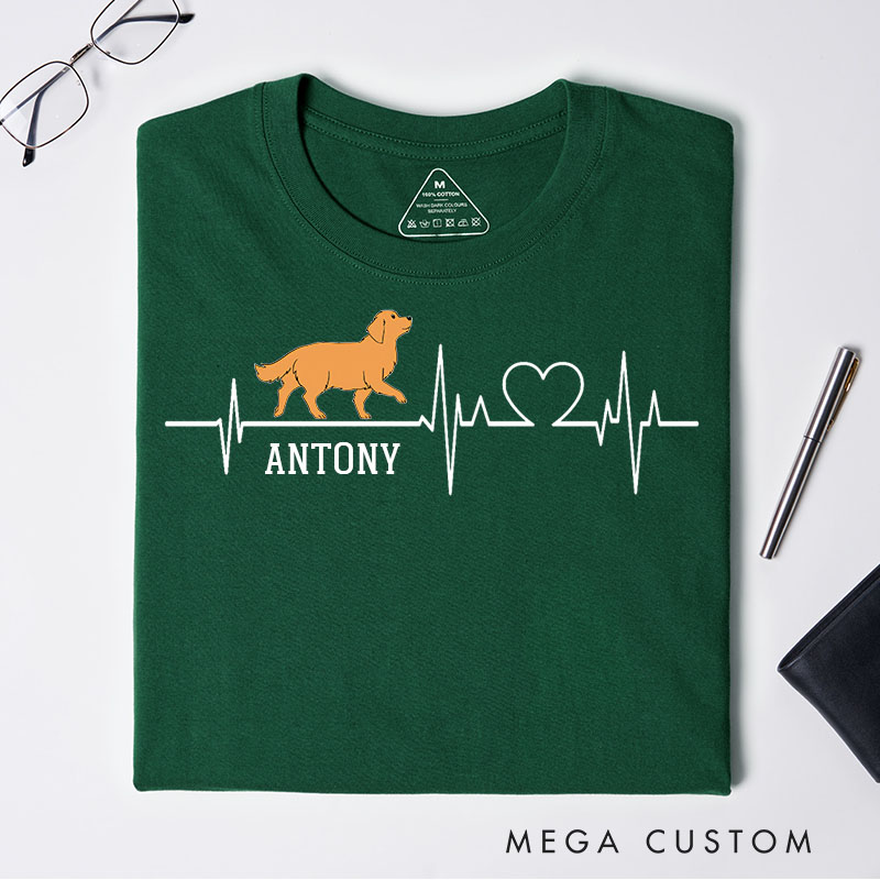 Personalized Dog Lover Heart Electrocardiogram T-Shirt