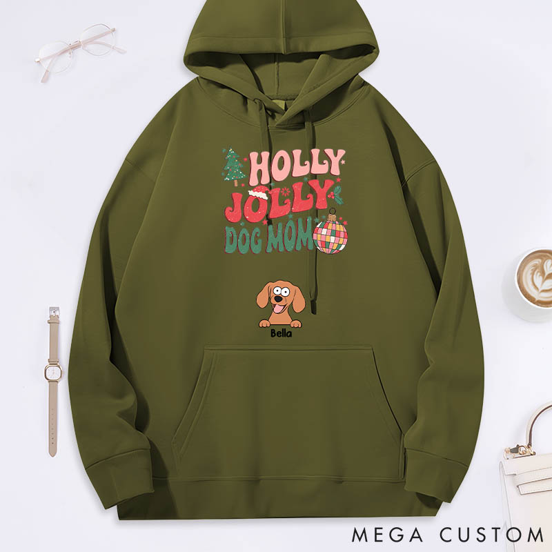 Personalized Dog Lover Holly Jolly Dog Mom Classic Hoodies