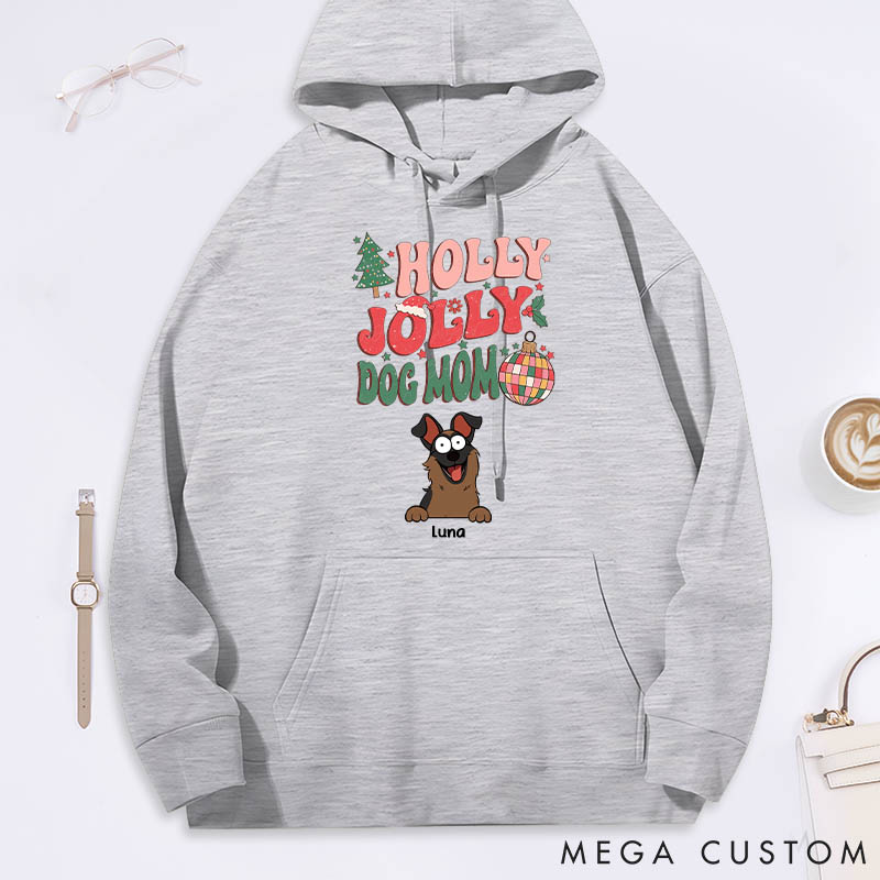 Personalized Dog Lover Holly Jolly Dog Mom Classic Hoodies