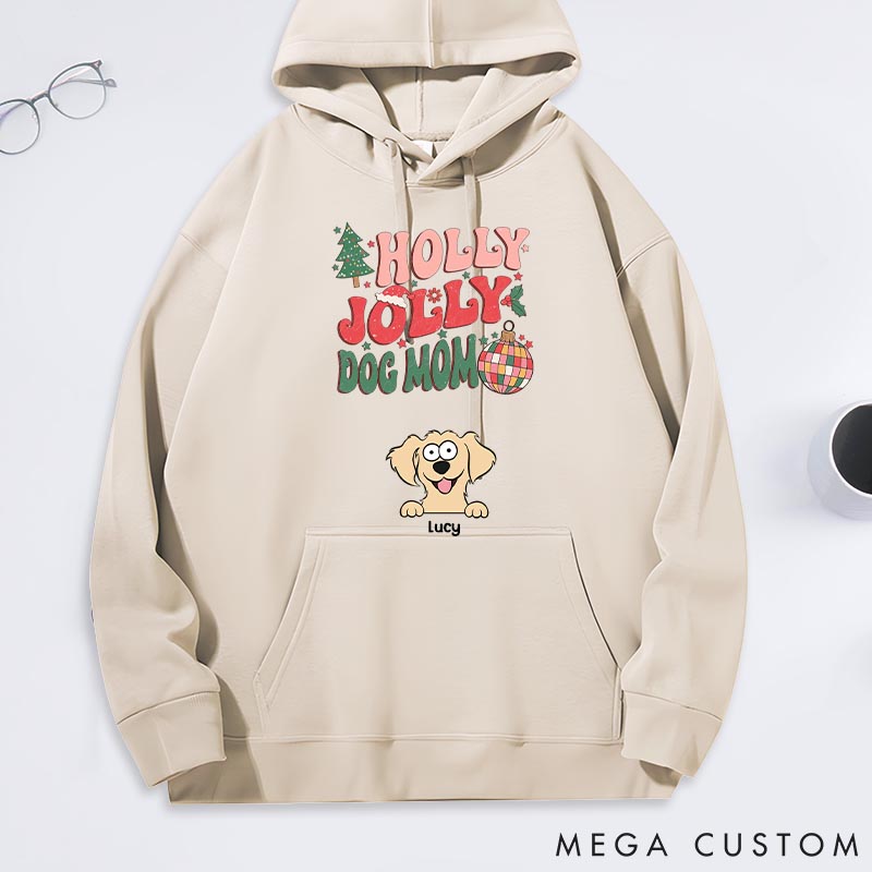 Personalized Dog Lover Holly Jolly Dog Mom Classic Hoodies