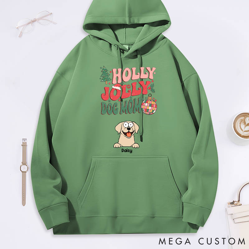 Personalized Dog Lover Holly Jolly Dog Mom Classic Hoodies
