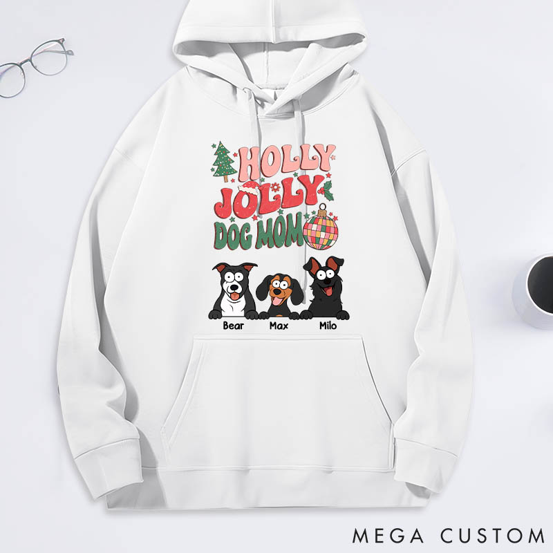 Personalized Dog Lover Holly Jolly Dog Mom Classic Hoodies