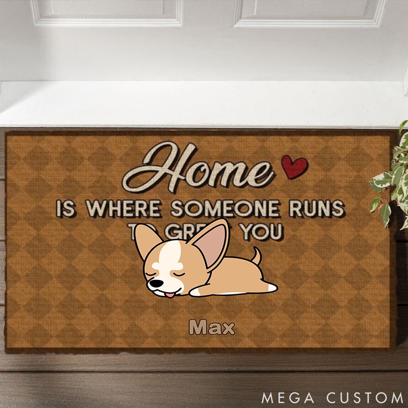 Personalized Dog Lover Home Is Where Someone Runs Doormat