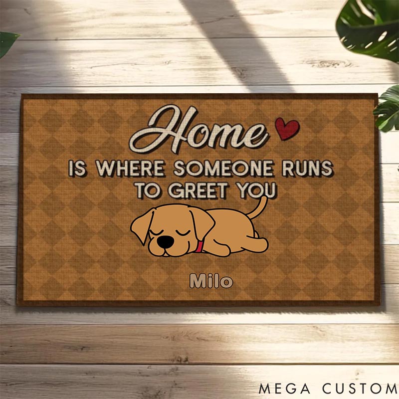Personalized Dog Lover Home Is Where Someone Runs Doormat