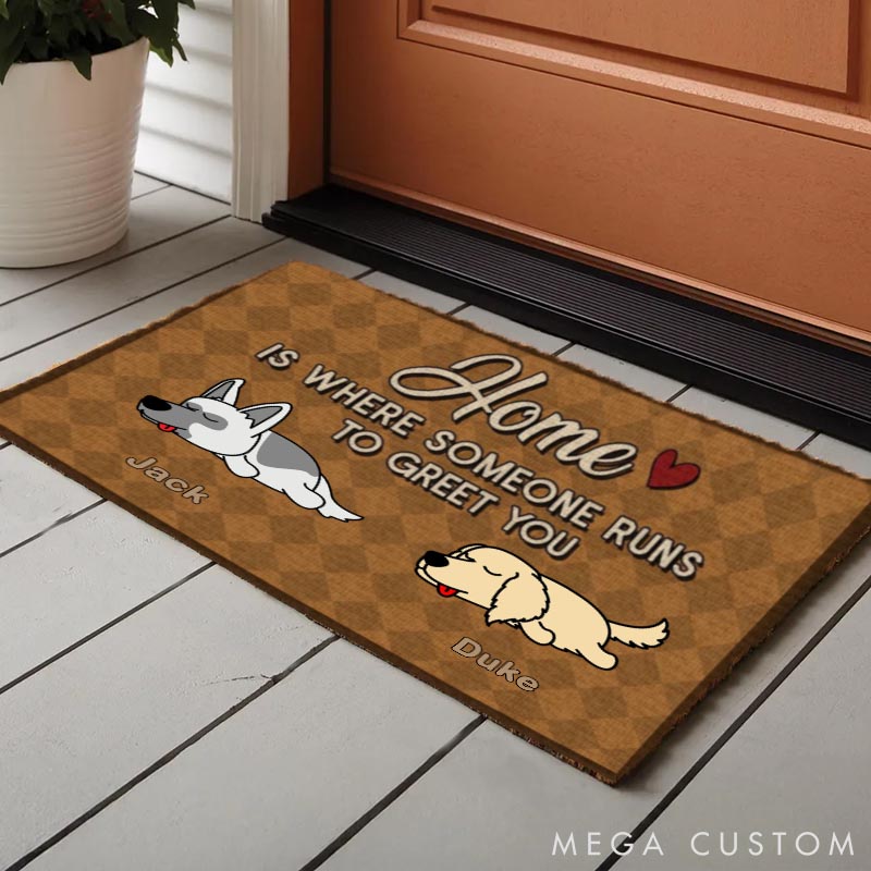 Personalized Dog Lover Home Is Where Someone Runs Doormat