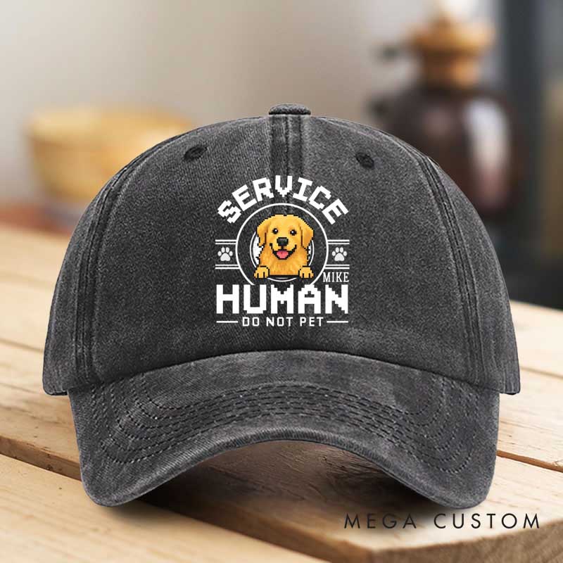 Personalized Dog Lover Human Handler Cartoon Washed Cap
