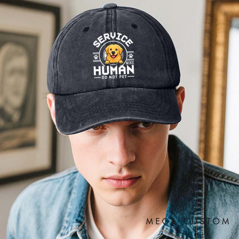 Personalized Dog Lover Human Handler Cartoon Washed Cap