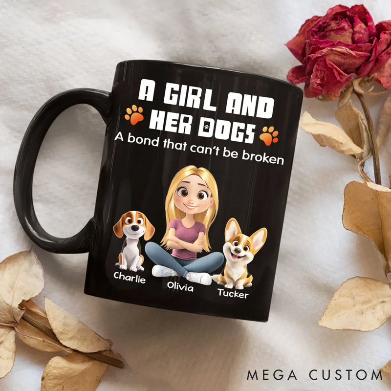 Personalized Dog Lover Human and Their Dog Cartoon Normal Mugs