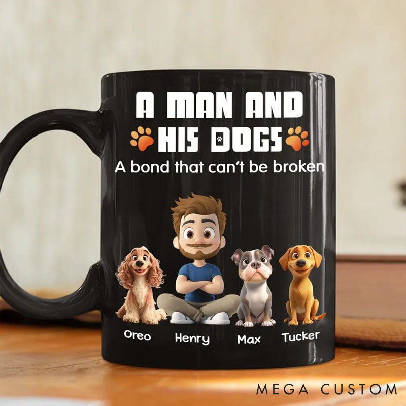 Personalized Dog Lover Human and Their Dog Cartoon Normal Mugs