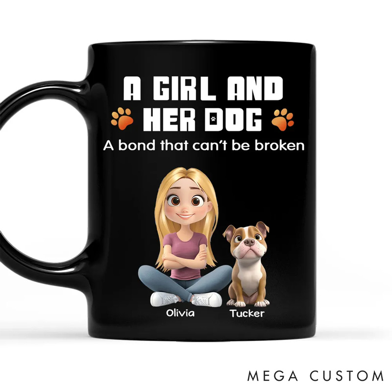 Personalized Dog Lover Human and Their Dog Cartoon Normal Mugs