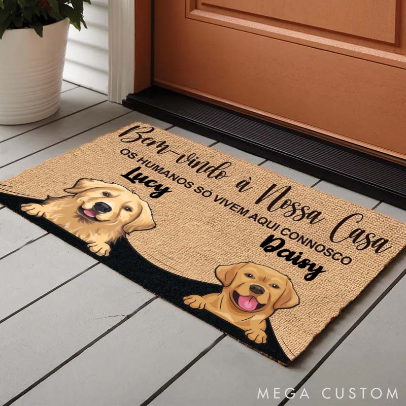 Personalized Dog Lover Humans Only Live Here with Our Permission Doormat