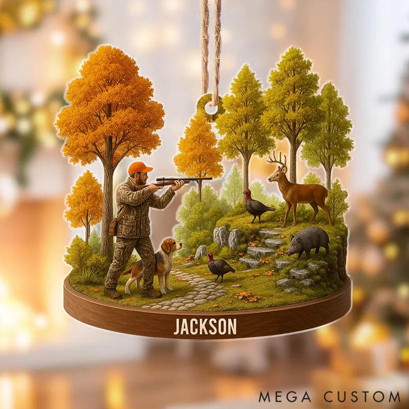 Personalized Dog Lover Hunting Christmas Ornament Hunter Gift