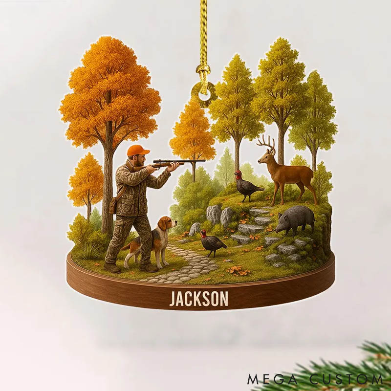 Personalized Dog Lover Hunting Christmas Ornament Hunter Gift