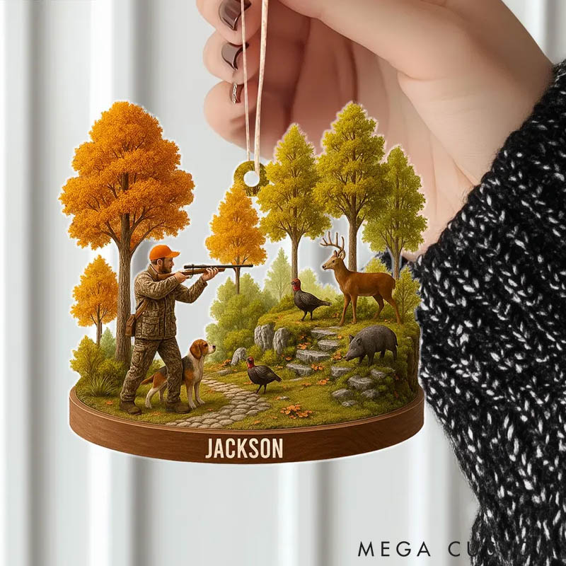 Personalized Dog Lover Hunting Christmas Ornament Hunter Gift