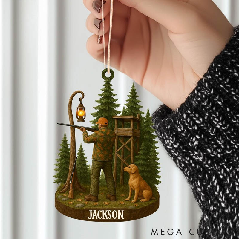 Personalized Dog Lover Hunting Christmas Ornament Hunter Gift