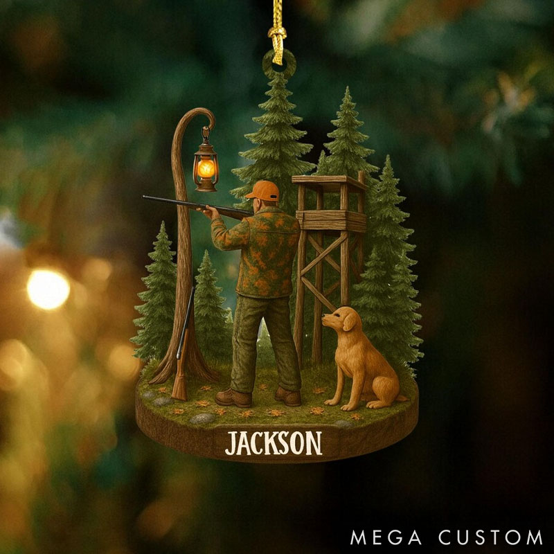 Personalized Dog Lover Hunting Christmas Ornament Hunter Gift