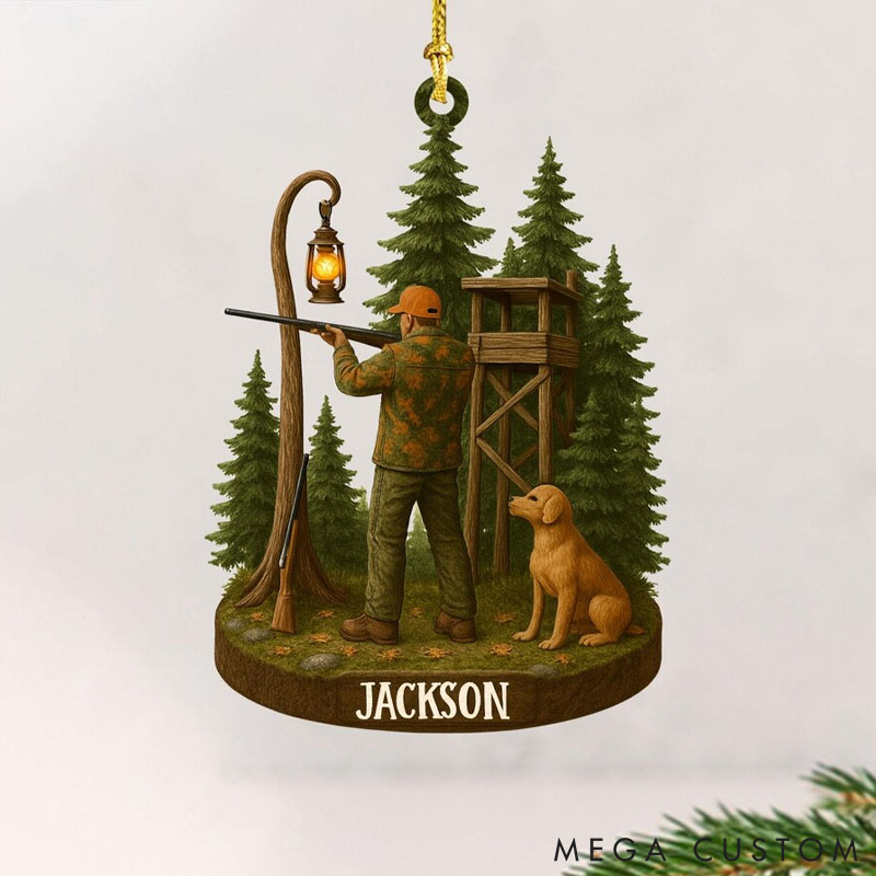 Personalized Dog Lover Hunting Christmas Ornament Hunter Gift