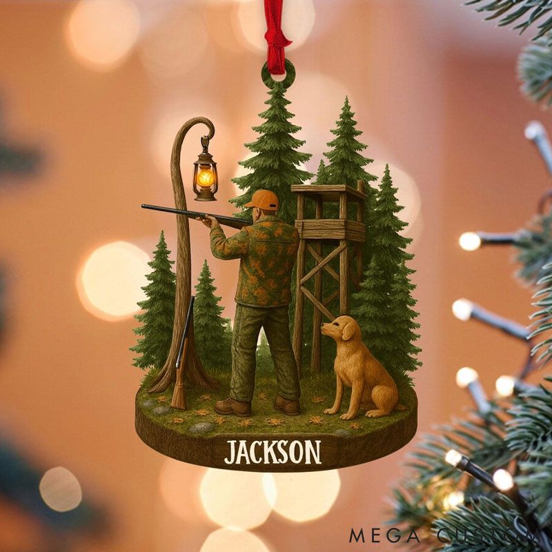 Personalized Dog Lover Hunting Christmas Ornament Hunter Gift