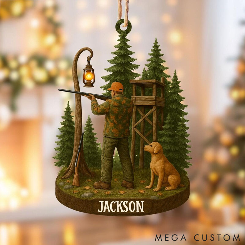 Personalized Dog Lover Hunting Christmas Ornament Hunter Gift