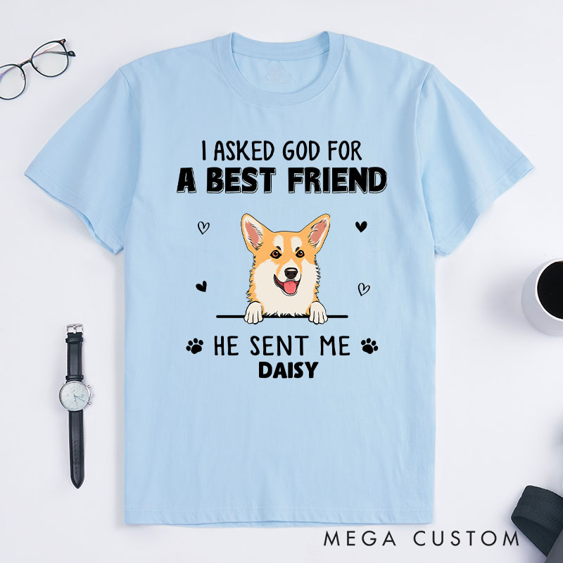 Personalized Dog Lover I Asked God T-Shirt