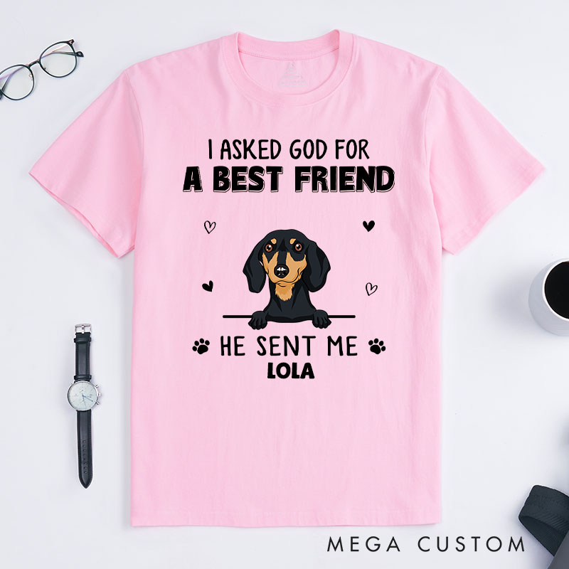 Personalized Dog Lover I Asked God T-Shirt