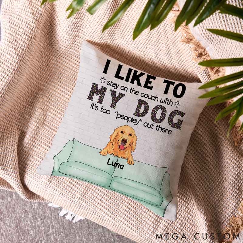 Personalized Dog Lover I Like to Stay with My Dogs Throw Pillows