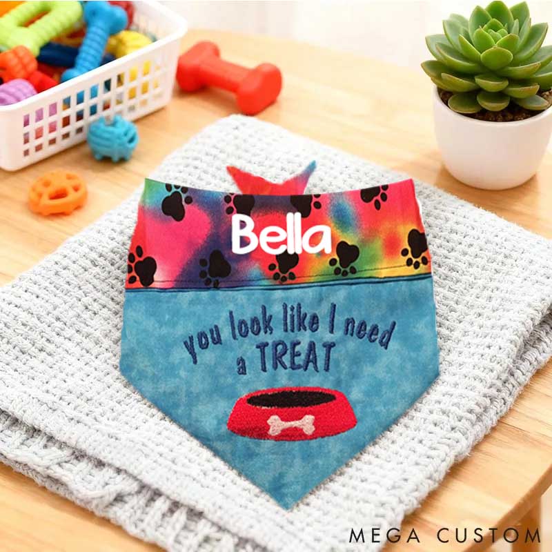 Personalized Dog Lover I Need a Treat Bandana