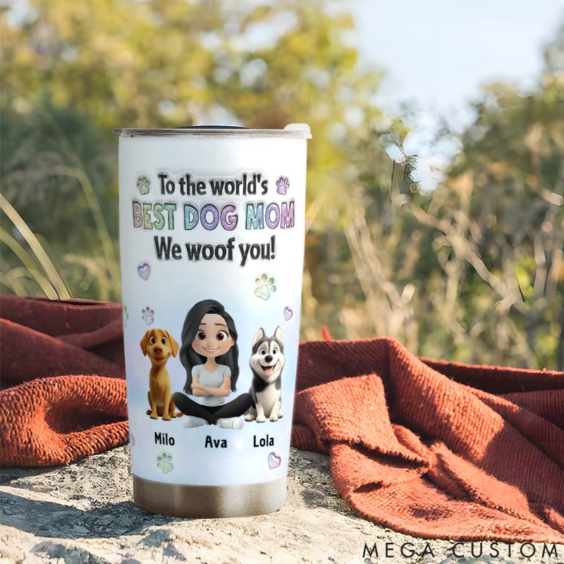 Personalized Dog Lover I Woof You Love Mom 20oz Tumbler