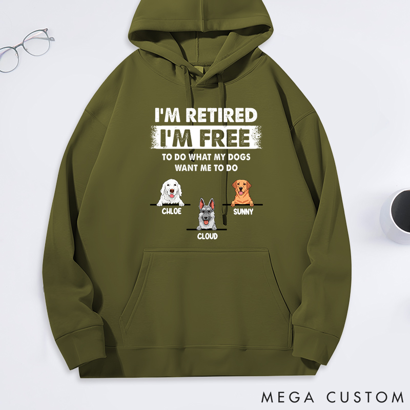 Personalized Dog Lover I'm Retired I'm Free to do What My Dog Wants Me to do Classic Hoodies