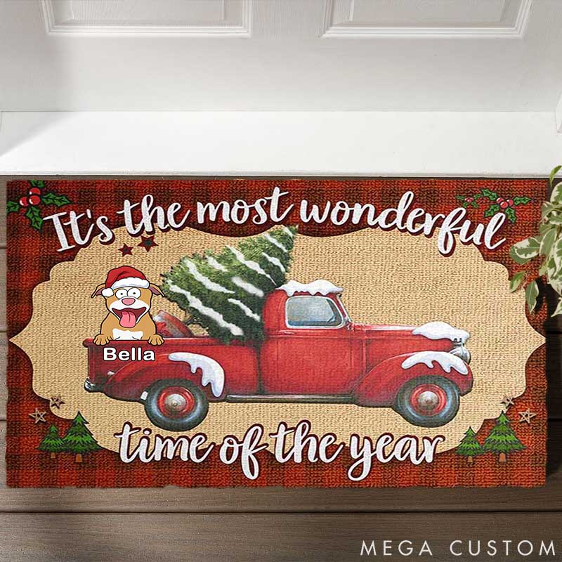 Personalized Dog Lover It's the Most Wonderful Time of the Year Doormat