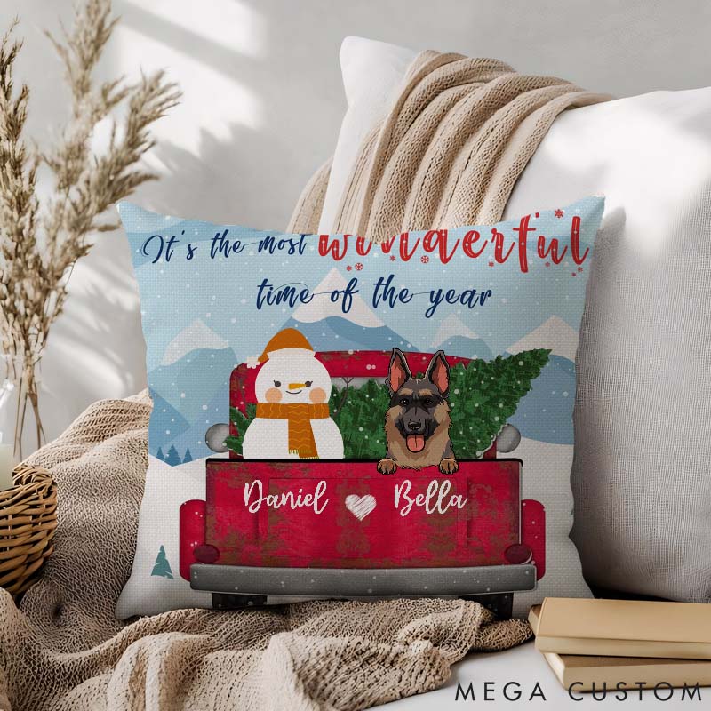 Personalized Dog Lover It's the Most Wonderful Time of the Year Throw Pillows