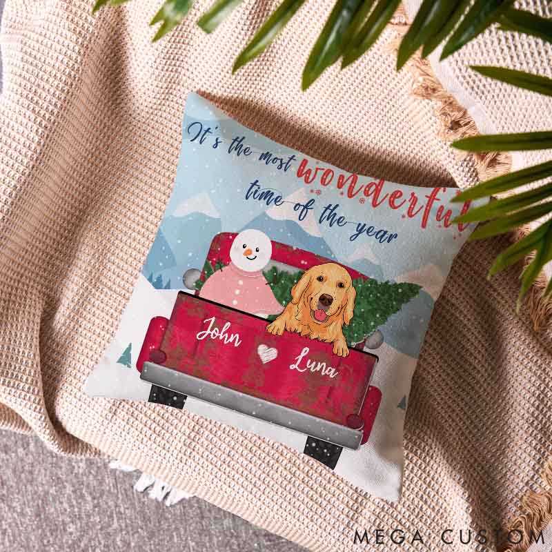 Personalized Dog Lover It's the Most Wonderful Time of the Year Throw Pillows