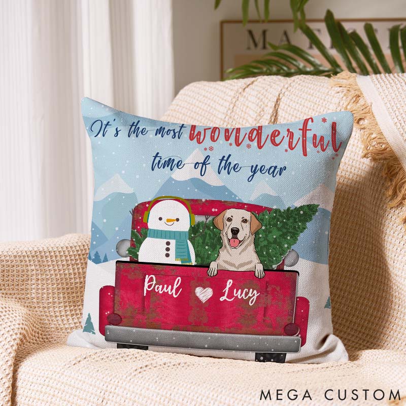 Personalized Dog Lover It's the Most Wonderful Time of the Year Throw Pillows