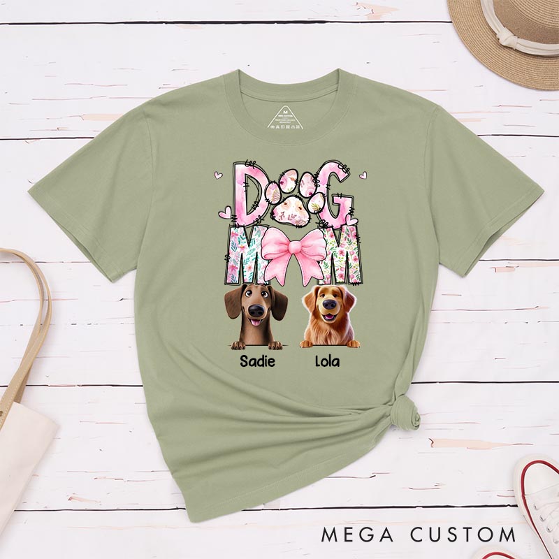 Personalized Dog Lover Just A Floral Girl with A Fluffy Boss Dog Mom T-Shirt